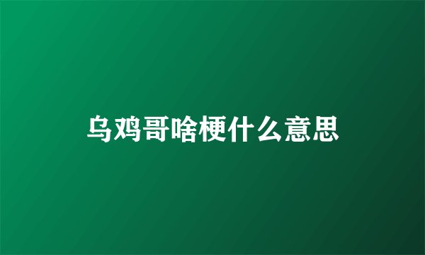 乌鸡哥啥梗什么意思