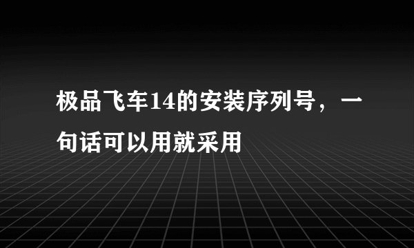 极品飞车14的安装序列号，一句话可以用就采用