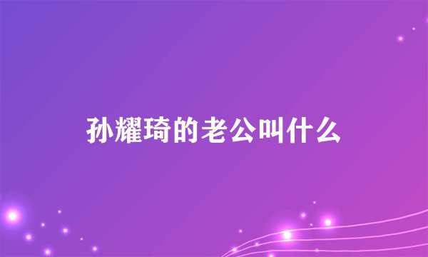 孙耀琦的老公叫什么