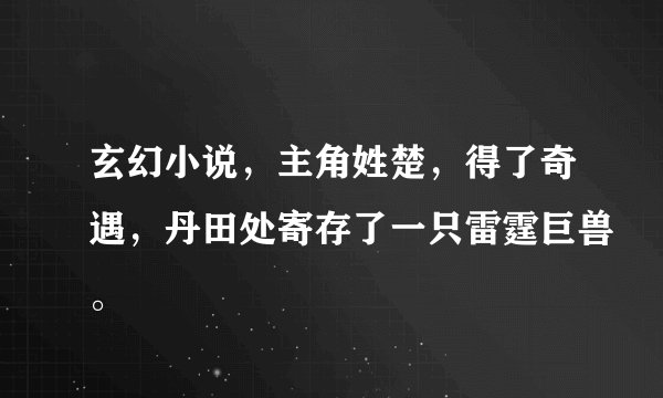 玄幻小说，主角姓楚，得了奇遇，丹田处寄存了一只雷霆巨兽。