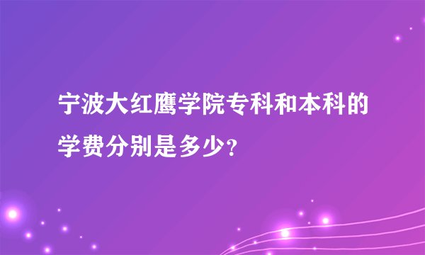 宁波大红鹰学院专科和本科的学费分别是多少？