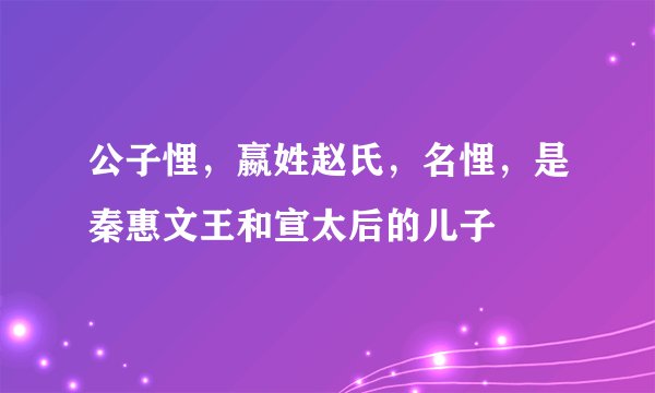 公子悝，嬴姓赵氏，名悝，是秦惠文王和宣太后的儿子