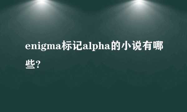 enigma标记alpha的小说有哪些?