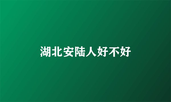 湖北安陆人好不好