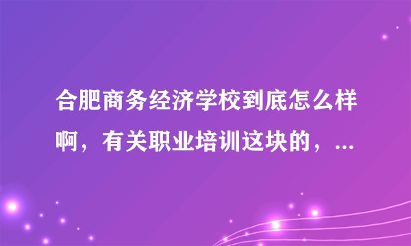 合肥商务经济学校到底怎么样啊，有关职业培训这块的，我想报营销师