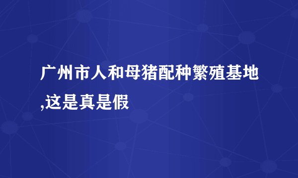广州市人和母猪配种繁殖基地,这是真是假