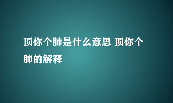顶你个肺是什么意思 顶你个肺的解释