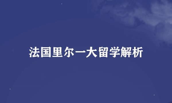 法国里尔一大留学解析