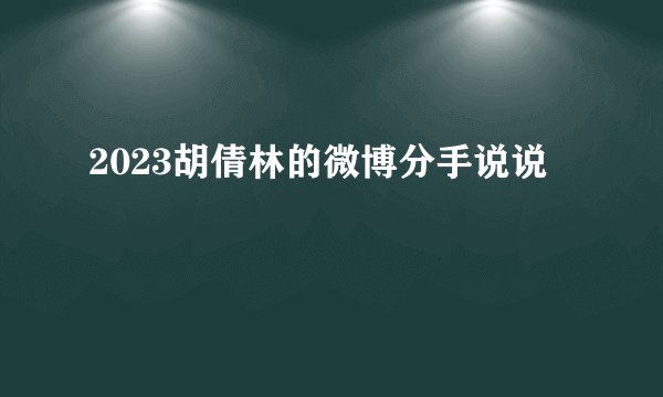 2023胡倩林的微博分手说说