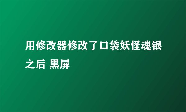 用修改器修改了口袋妖怪魂银之后 黑屏