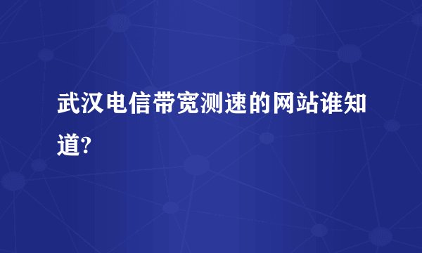 武汉电信带宽测速的网站谁知道?
