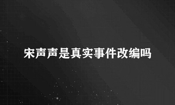 宋声声是真实事件改编吗