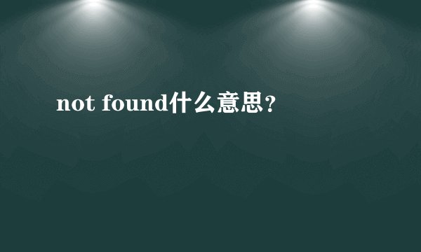 not found什么意思？