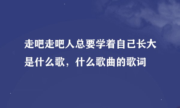 走吧走吧人总要学着自己长大是什么歌，什么歌曲的歌词