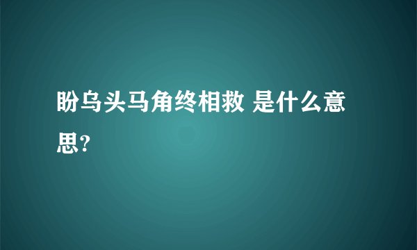 盼乌头马角终相救 是什么意思?
