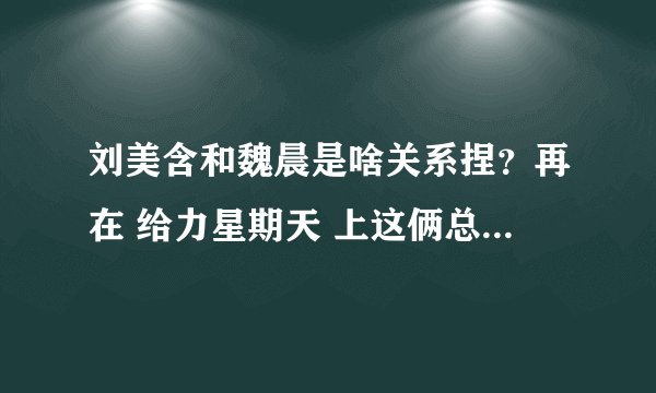 刘美含和魏晨是啥关系捏？再在 给力星期天 上这俩总在一组~~