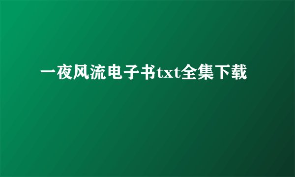 一夜风流电子书txt全集下载