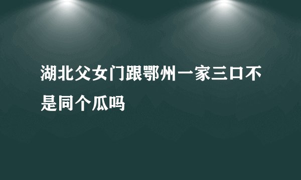 湖北父女门跟鄂州一家三口不是同个瓜吗