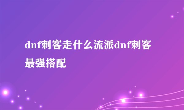 dnf刺客走什么流派dnf刺客最强搭配