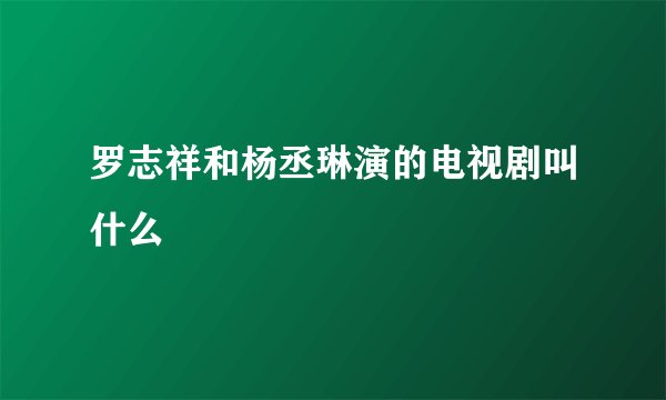 罗志祥和杨丞琳演的电视剧叫什么