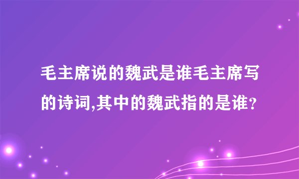 毛主席说的魏武是谁毛主席写的诗词,其中的魏武指的是谁？
