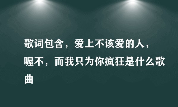 歌词包含，爱上不该爱的人，喔不，而我只为你疯狂是什么歌曲