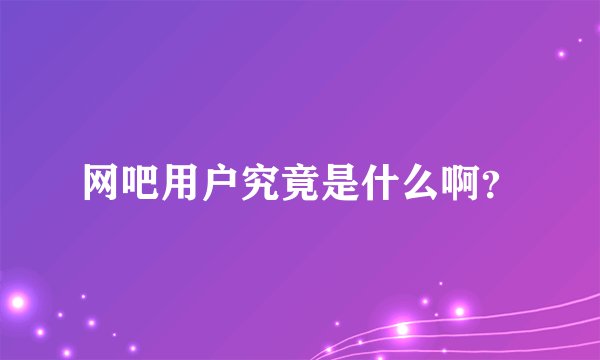 网吧用户究竟是什么啊？