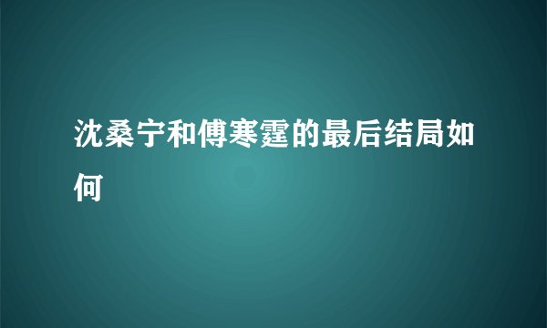 沈桑宁和傅寒霆的最后结局如何