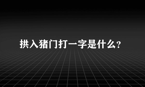 拱入猪门打一字是什么？