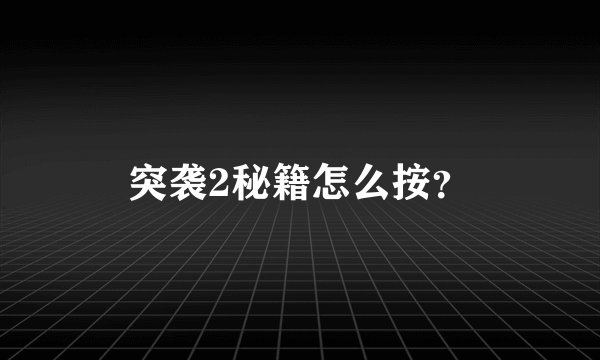 突袭2秘籍怎么按？