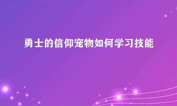 勇士的信仰宠物如何学习技能