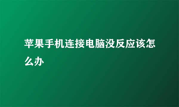 苹果手机连接电脑没反应该怎么办