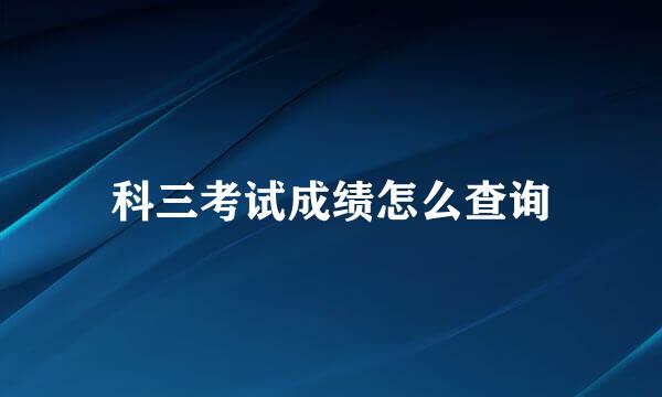 科三考试成绩怎么查询