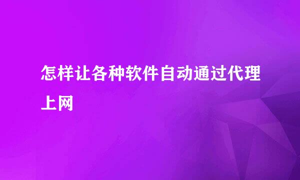 怎样让各种软件自动通过代理上网
