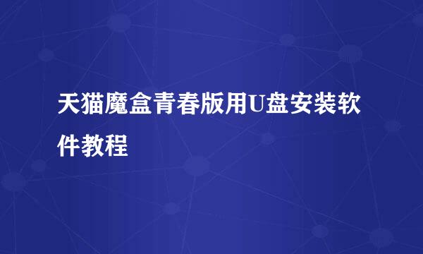 天猫魔盒青春版用U盘安装软件教程