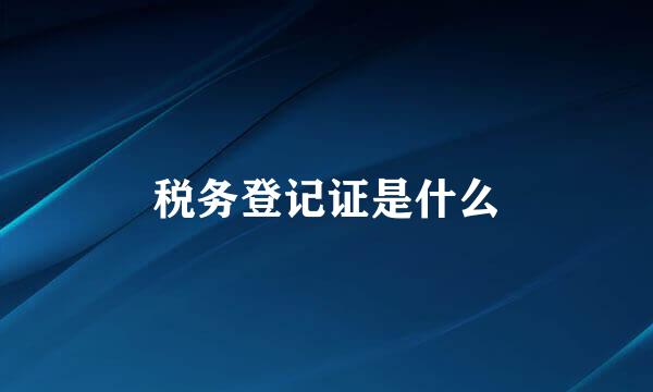 税务登记证是什么