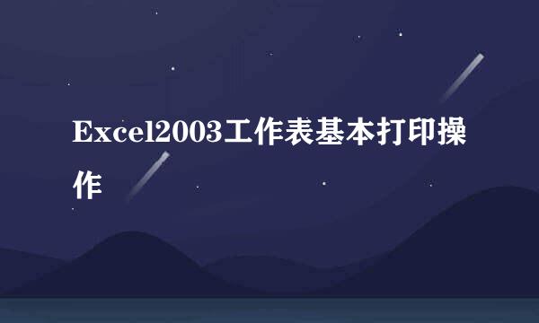 Excel2003工作表基本打印操作