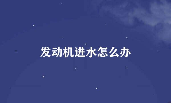 发动机进水怎么办