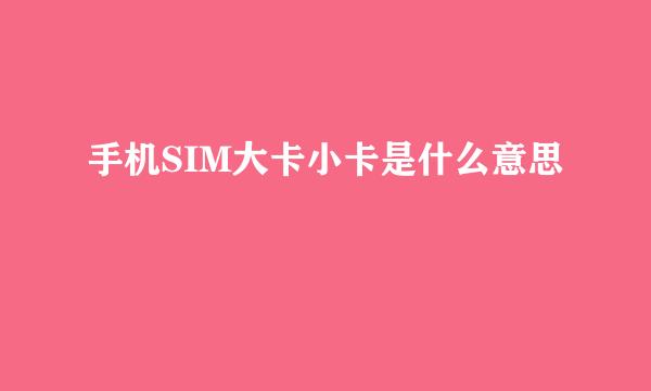手机SIM大卡小卡是什么意思