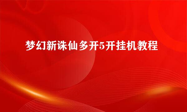梦幻新诛仙多开5开挂机教程