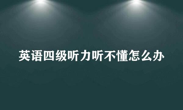 英语四级听力听不懂怎么办