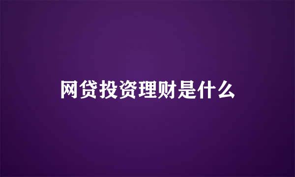 网贷投资理财是什么