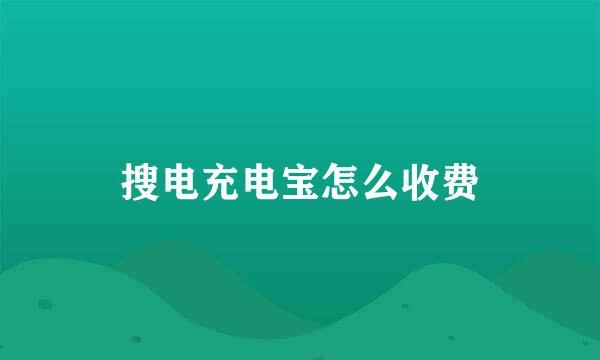 搜电充电宝怎么收费