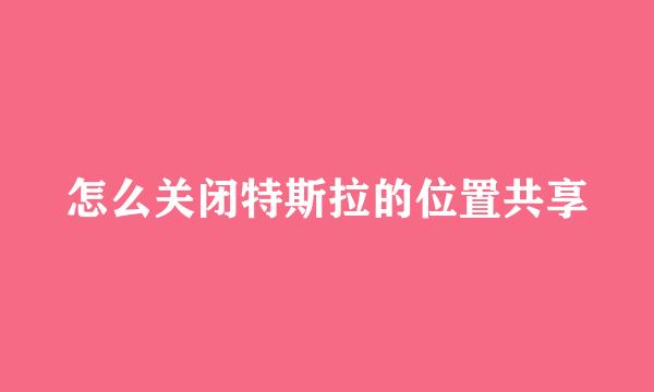 怎么关闭特斯拉的位置共享