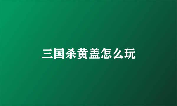 三国杀黄盖怎么玩
