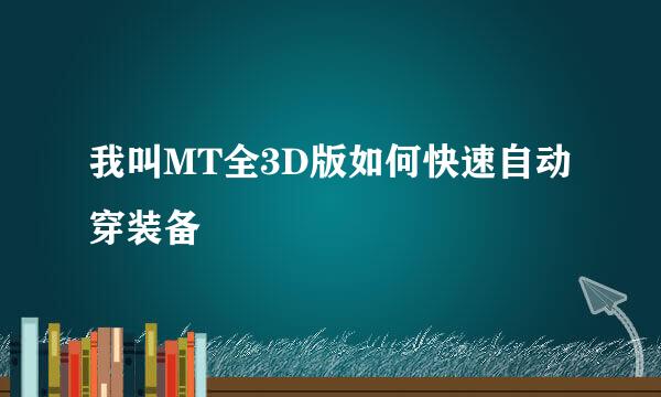 我叫MT全3D版如何快速自动穿装备