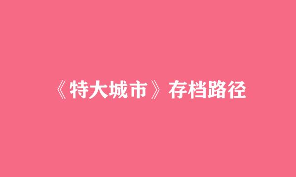 《特大城市》存档路径