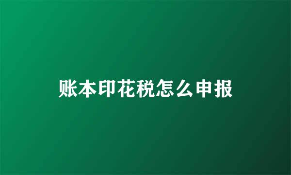 账本印花税怎么申报