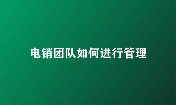 电销团队如何进行管理