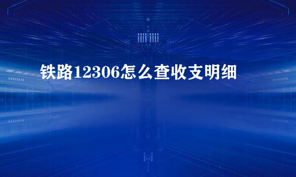 铁路12306怎么查收支明细